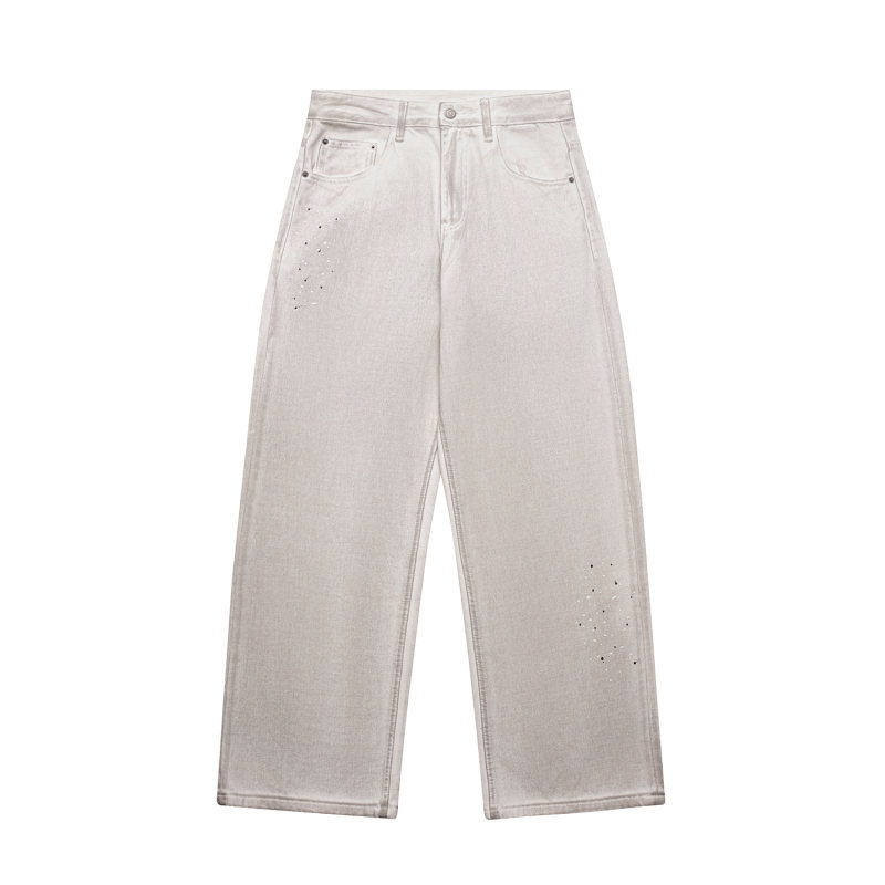Washed Distressed Oversized Straight Leg Jeans