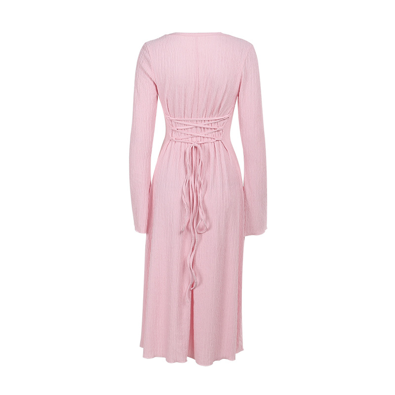 Angular Neck High Waist Full Sleeve Bodycon Skirt