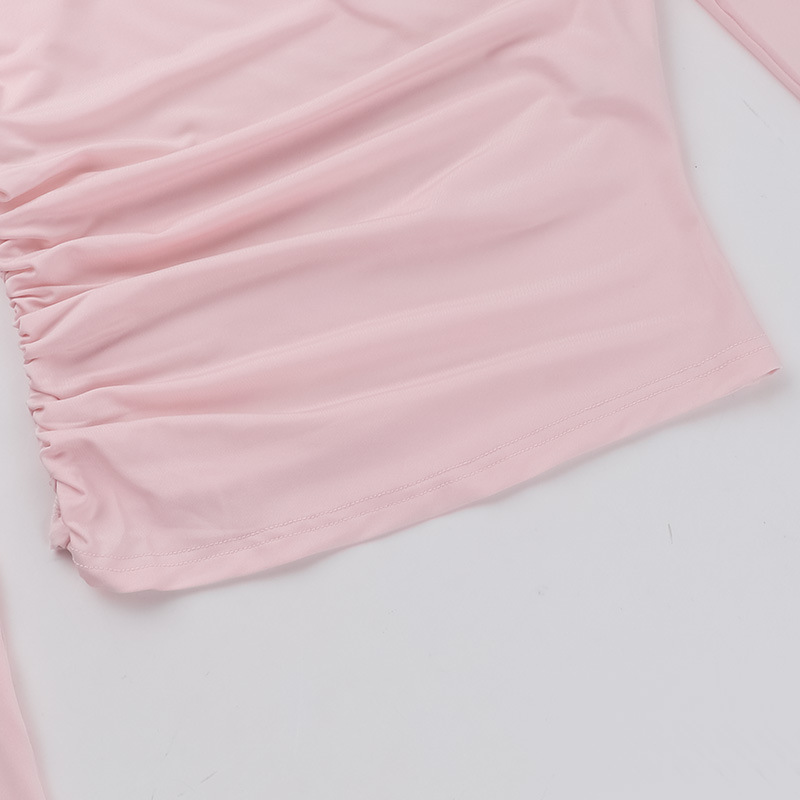 Diagonal Neckline Polyester Spandex Top