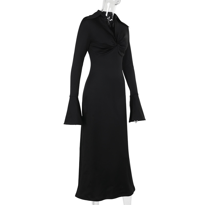 Bodycon Crossover Plunge Long Sleeve Dress