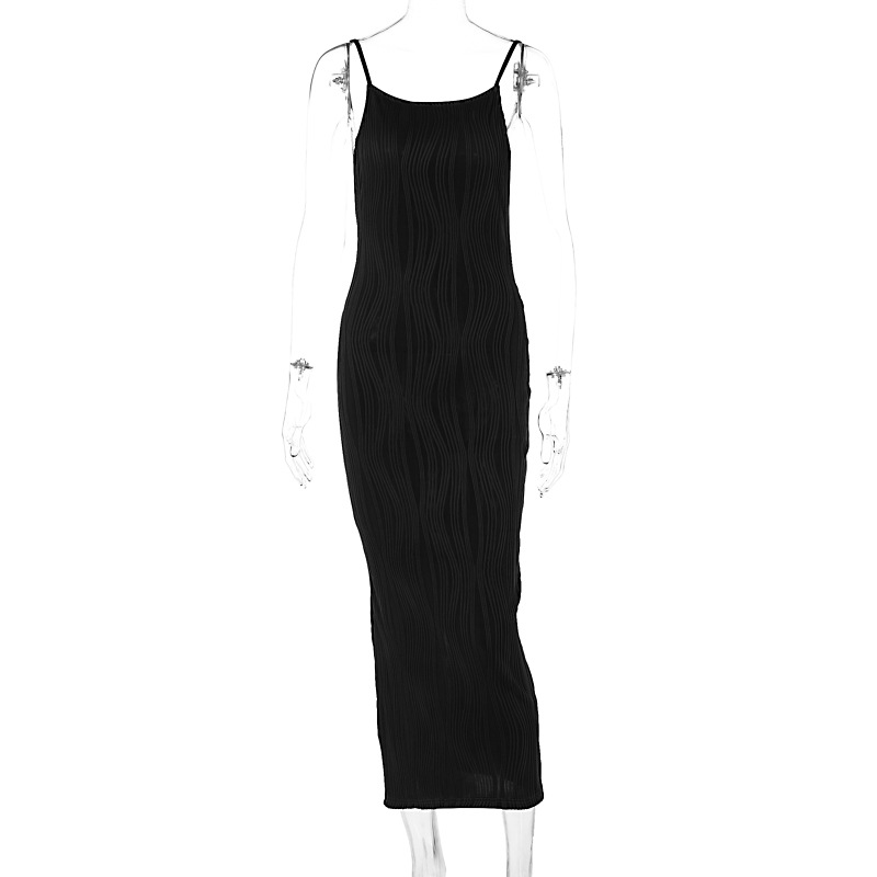 Open Back Sleeveless Collarless Polyester Mid Waist Dress