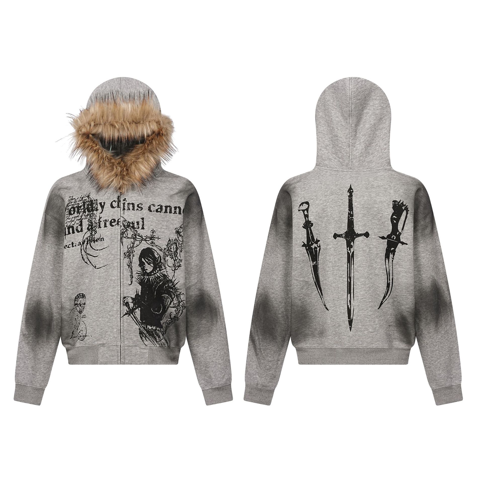 American Retro Cotton Distressed Hoodie