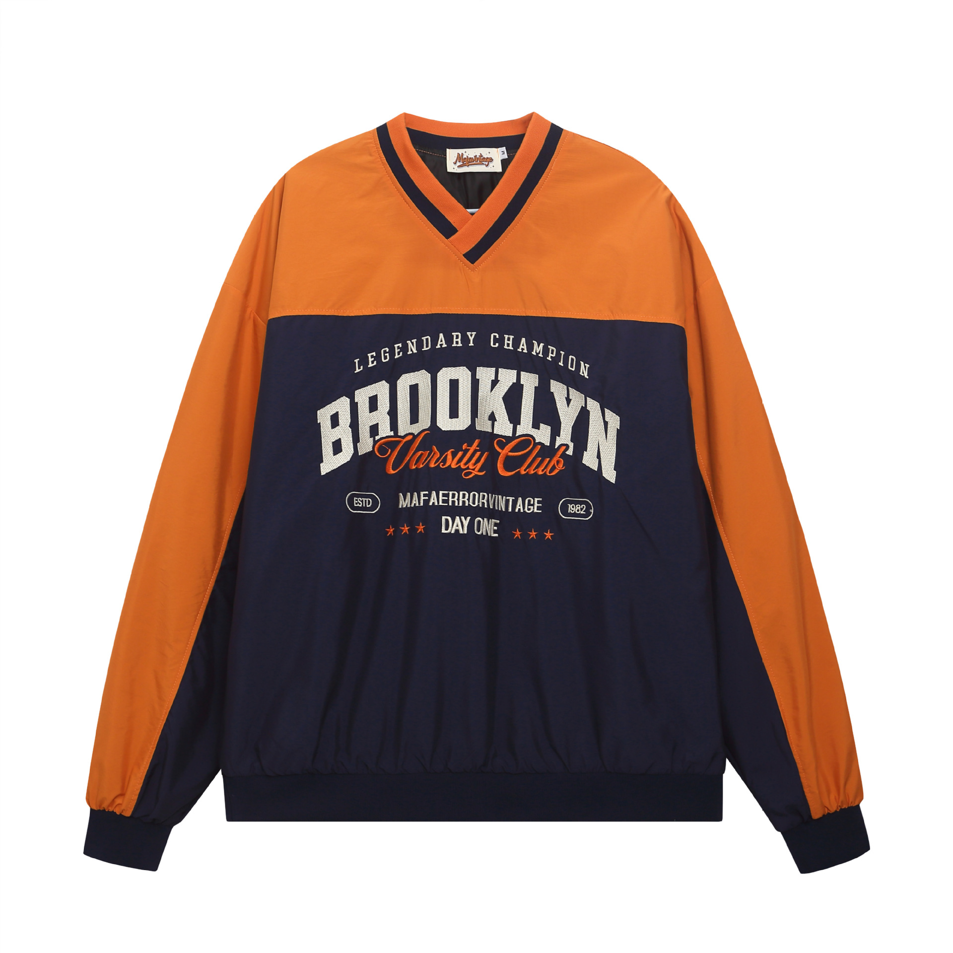 American Retro Two-tone Polyester Sweatshirt