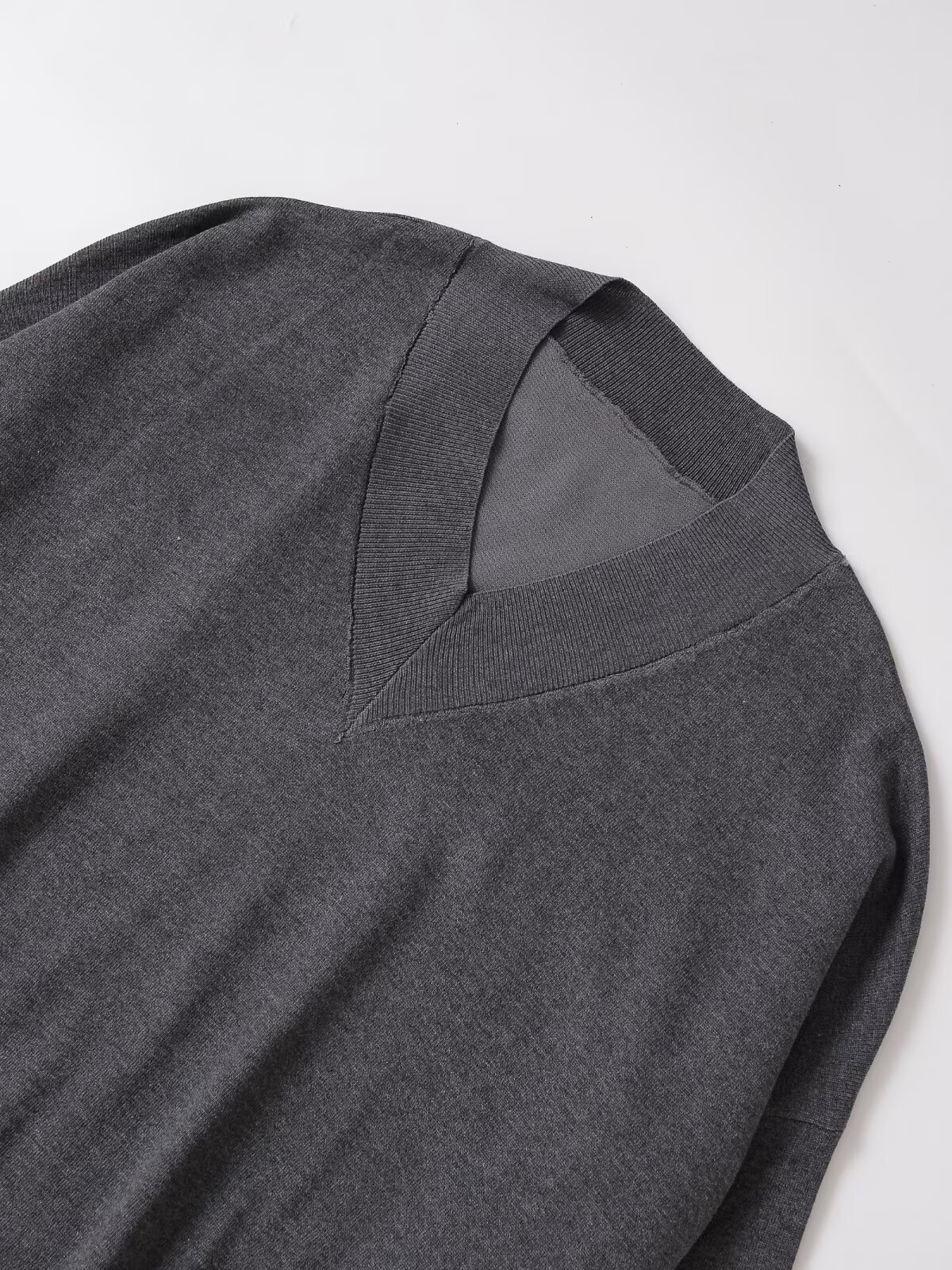 Plain Oversized Vee Neck Knitted Sweater