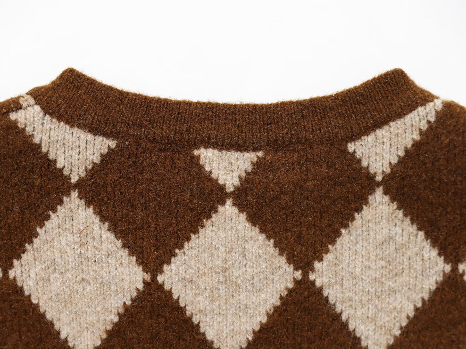 Rhombus Knit Long Sleeve Jacket