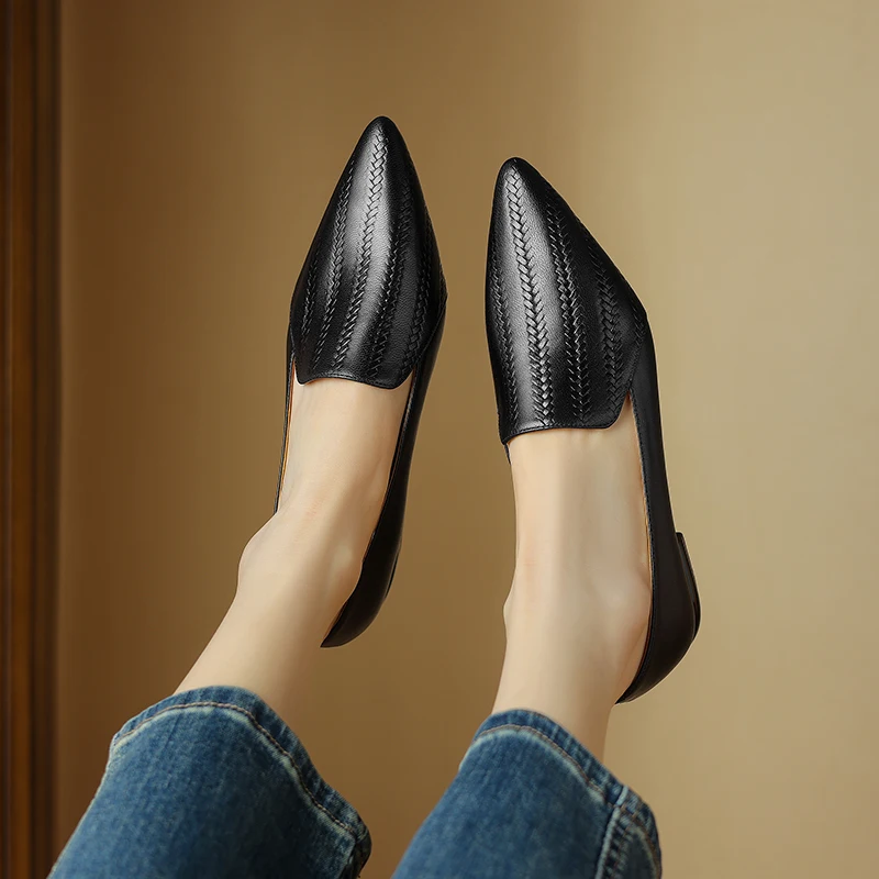 Premium Sheepskin Kitten Almond Pumps