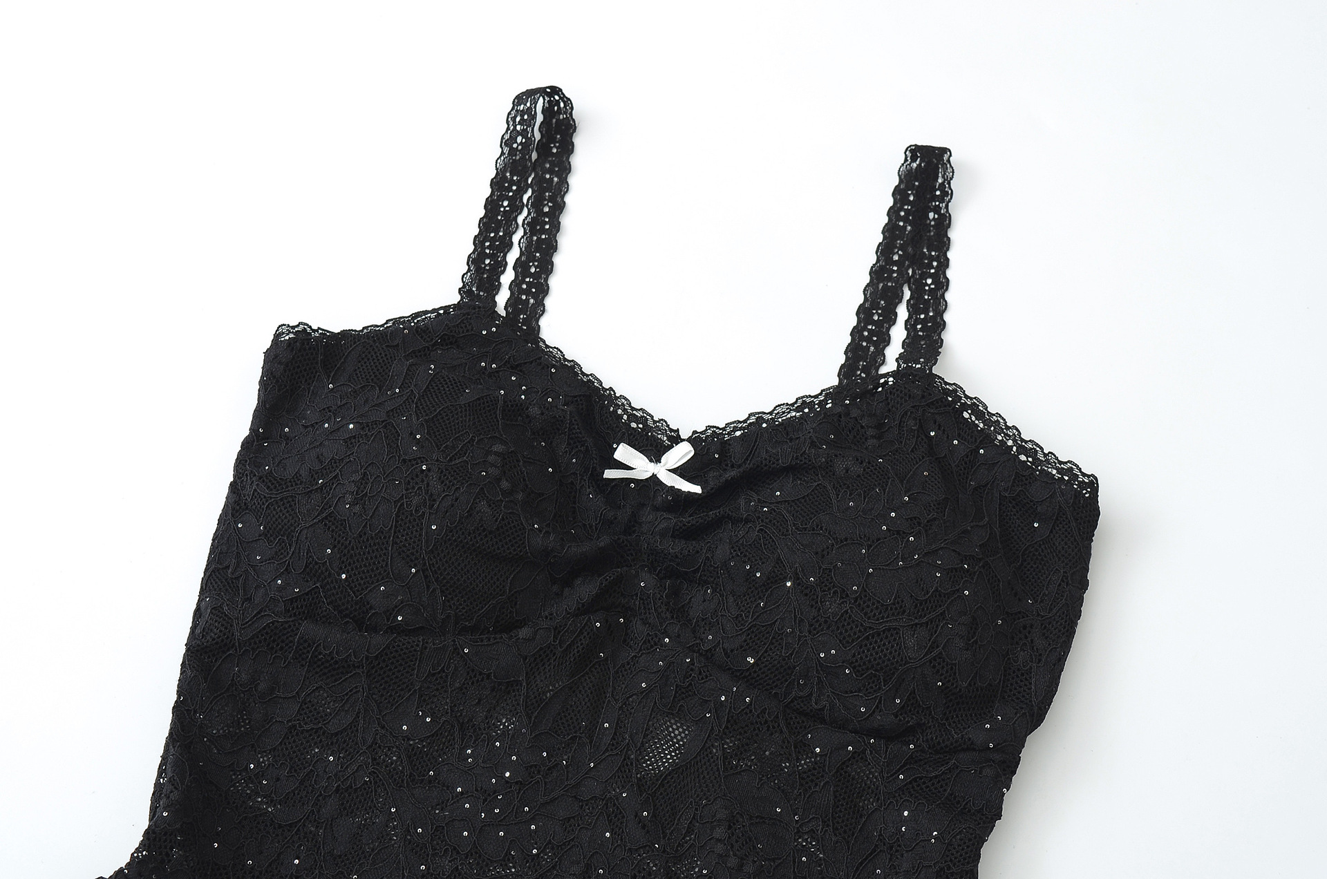 V-neck camisole lace ruffle sequin camisole