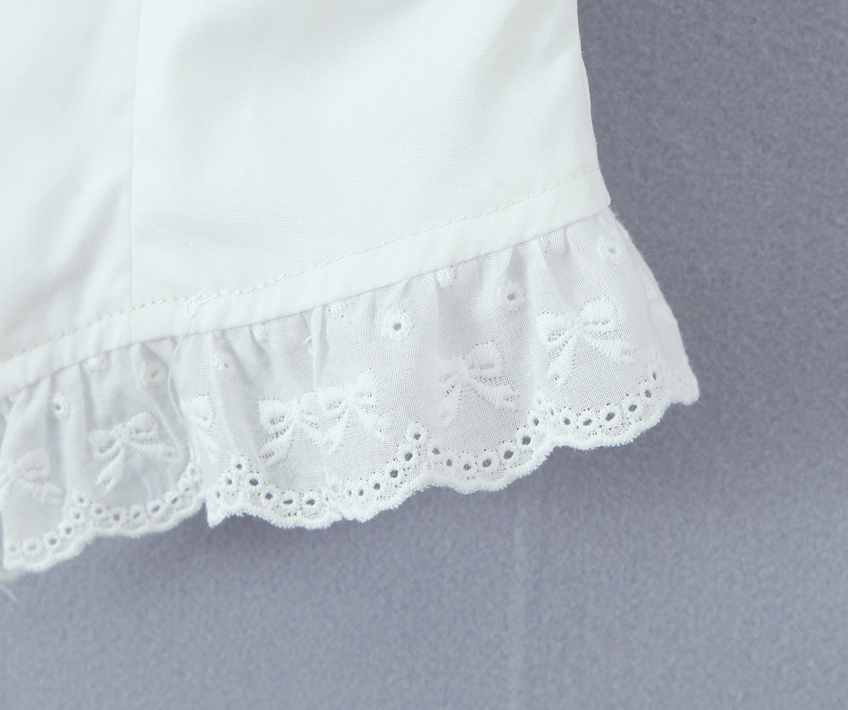 Navy Collar Lace Trim Bow Single Breasted Sleeveless Blouse