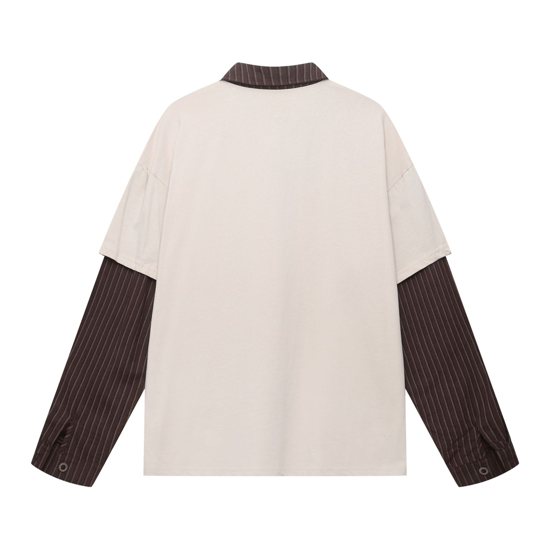 Long Sleeve Contrast Collared Cotton Sweater