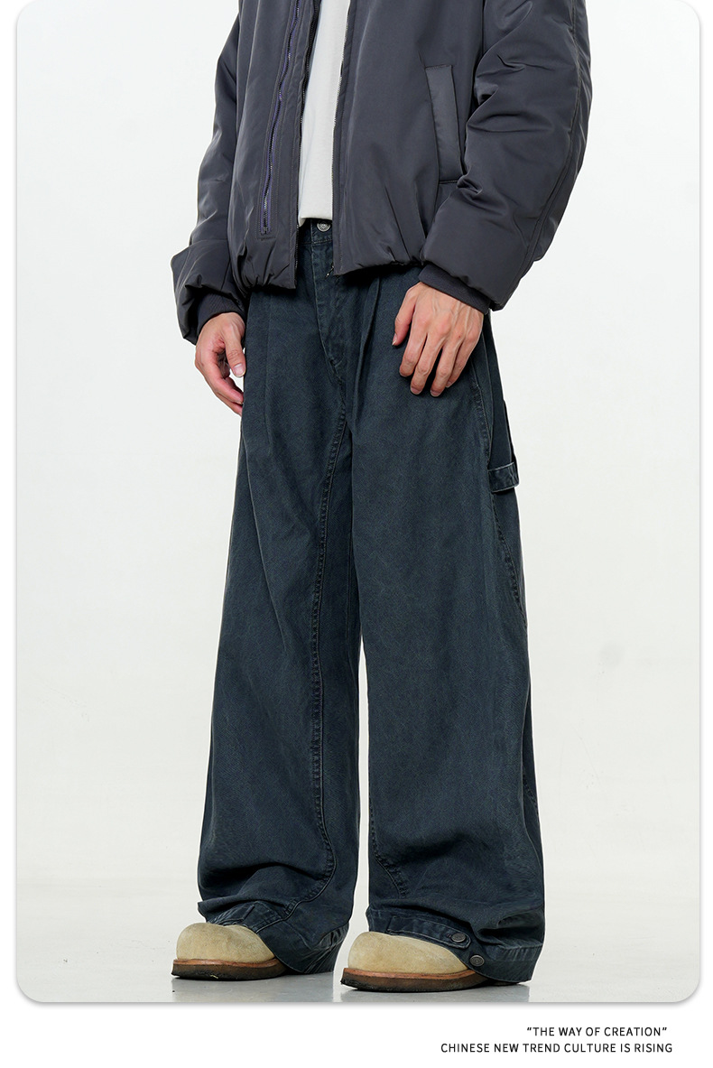 Loose Fit Carpenter Pants for Men and Women Wide Leg Trousers with Casual Simple Design