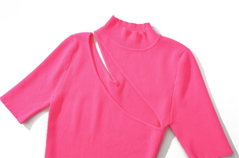 Hollow out short sleeved knitted sweater