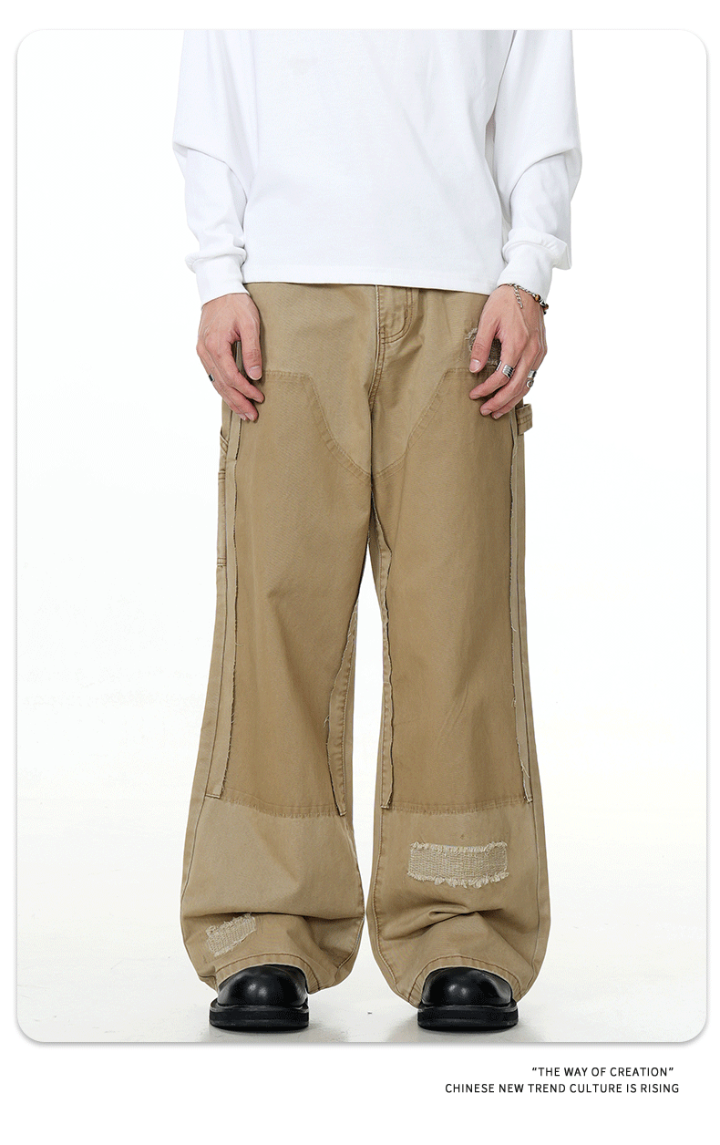 Unisex Cotton Relaxed Bell-Bottom Utility Pants