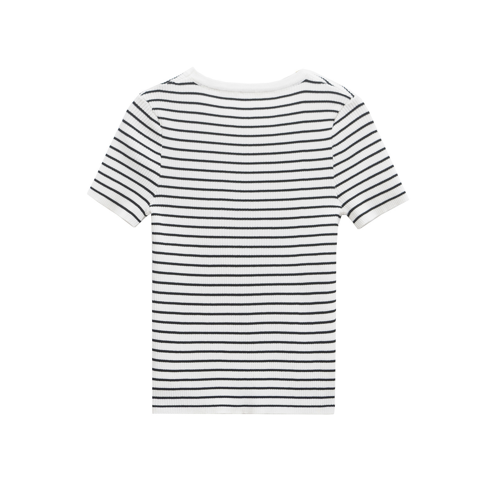 Round Neck Three-Quarter Sleeve Polyester Tee
