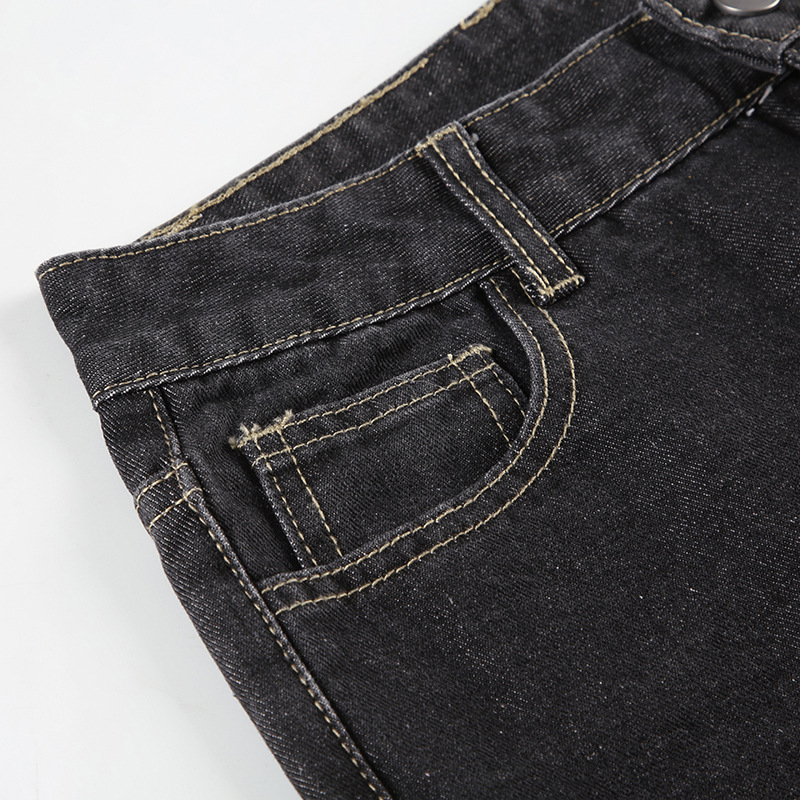 Plant flower embroidery slim fit and slimming flared jeans