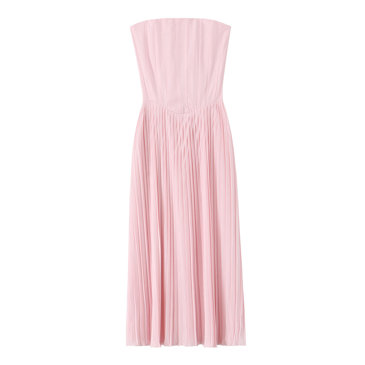 Solid One-Shoulder Sleeveless High-Waist Midi Dress