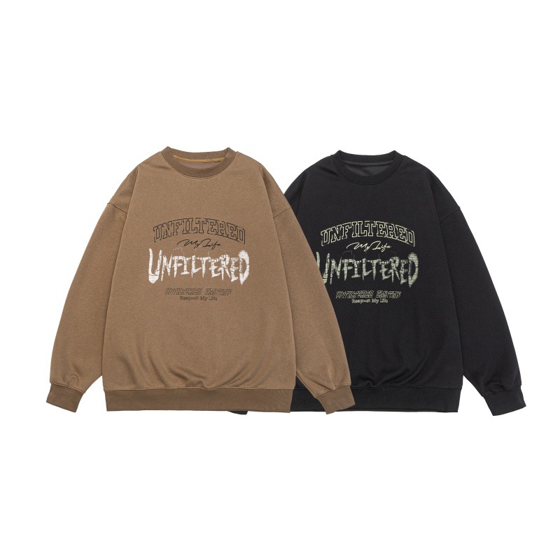 Retro Faded Text Graphic Oversized Crewneck Hoodie