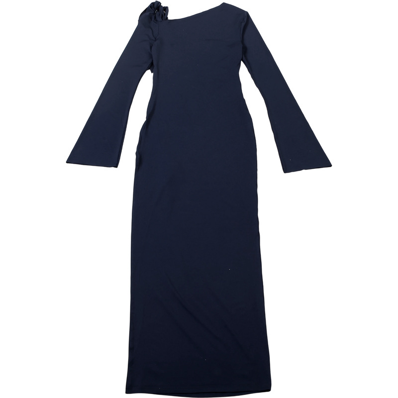 Asymmetric Drape Bodycon Side Split Extended Sleeve Dress