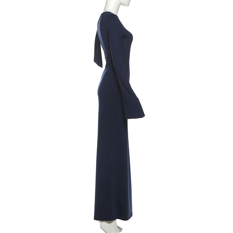 Asymmetric Drape Bodycon Side Split Extended Sleeve Dress