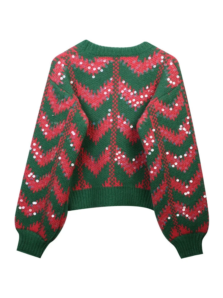 Ladies Sparkle Contrast Block Relaxed Sweater