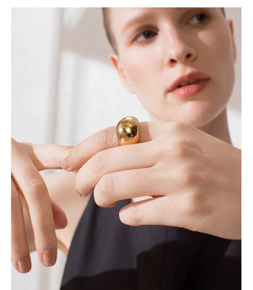 Punk Blank Ring Gold Color Stainless Steel Lady Simple Finger Rings For Women Minimalist Fashion Jewelry Gifts