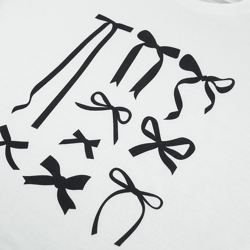 Ivory Ribbon Pattern Relaxed Fit Full Sleeve Tee