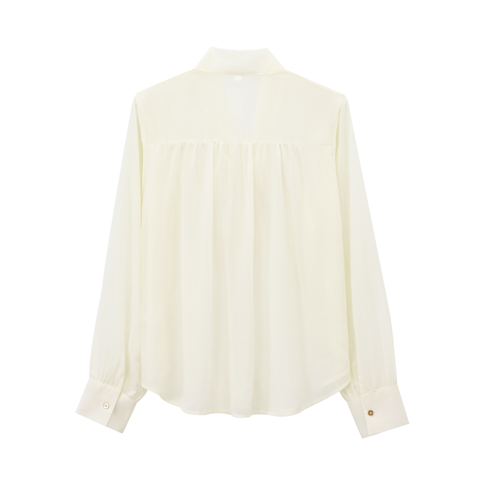 Solid Sheer Textured Plunge Ribbon Tie Shirt