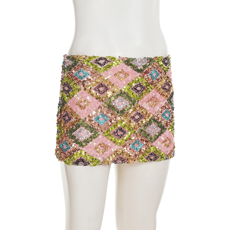 Polyester Embellished Fitted Patterned Skirt