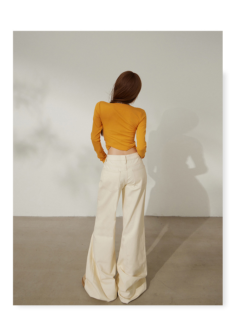 Women's Loose Flare Trousers Elastic Slimming Slight Flare Denim Pants for Women