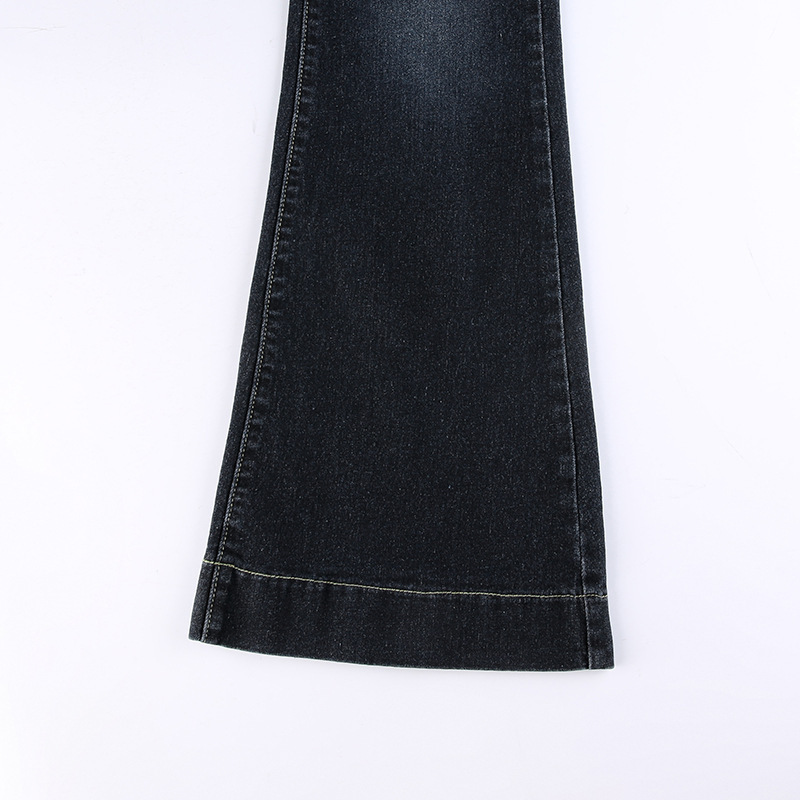 Retro blue low waisted straight leg casual pants