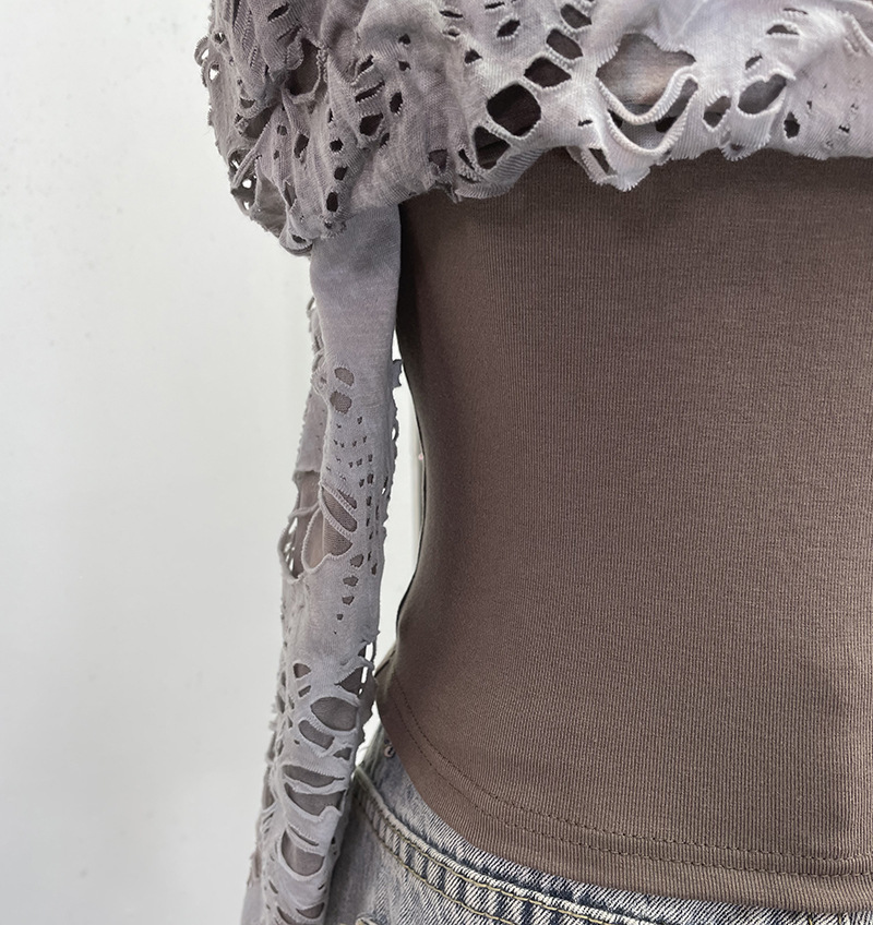 Cutout Full Sleeve Cropped T-Shirt
