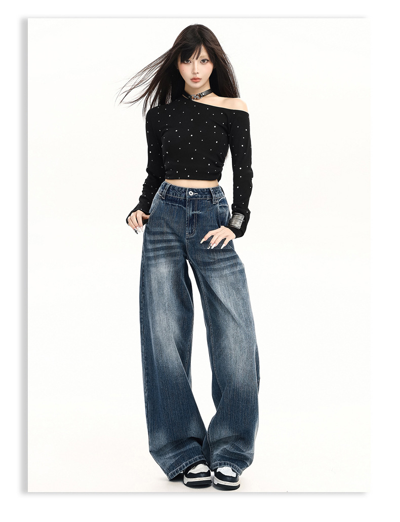 High-Fall Straight Leg Wide-Leg Casual Pants for Women Summer Fashion Loose Fit Style