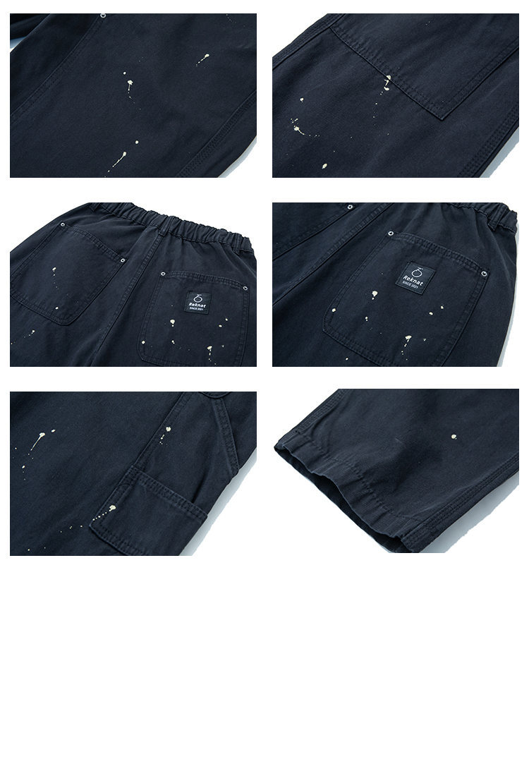 Dyeing Pattern Wide-Leg Work Pants High Waist Zipper Closure Pants
