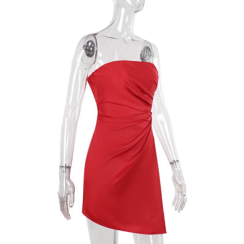 Sleeveless Slim-Fit Polyester One-Piece Mini Skirt