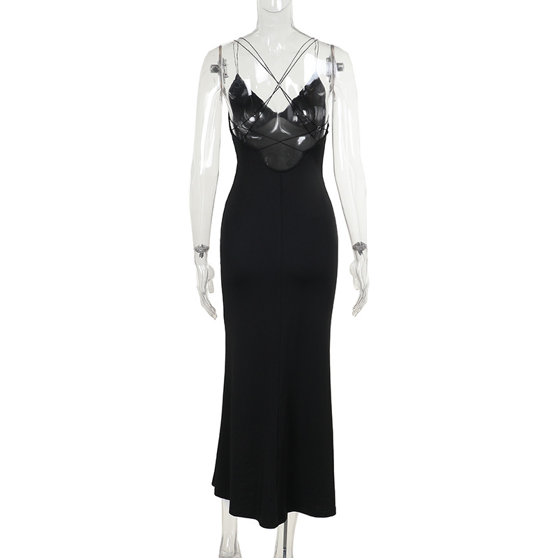 Plunging Neck Open Back Maxi Skirt