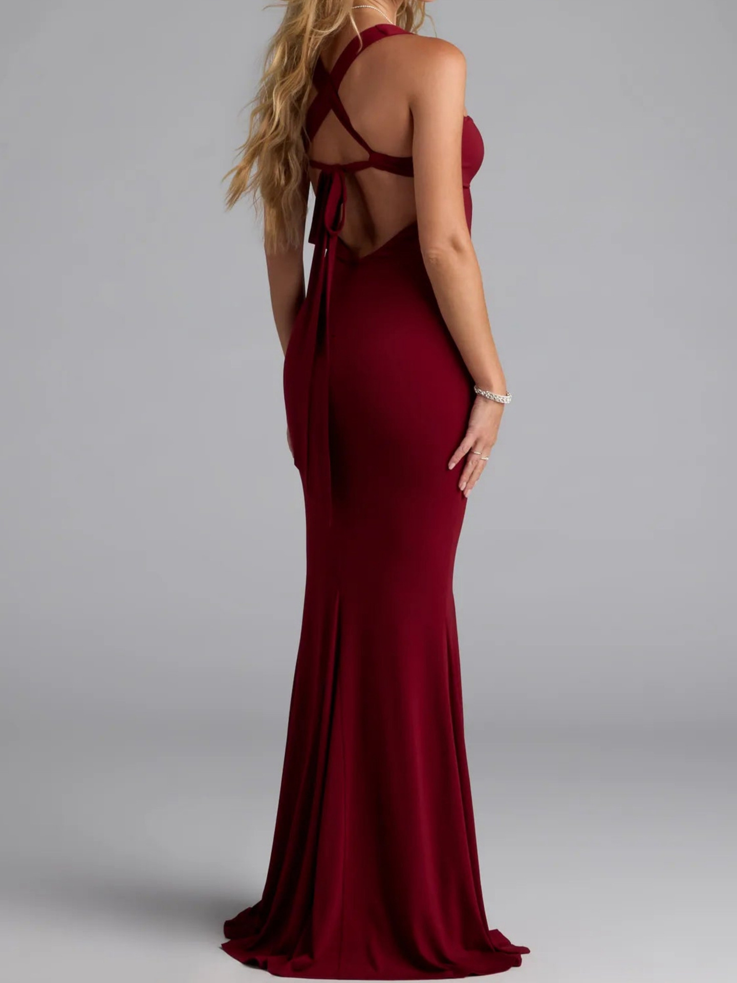 Square Neck Sleeveless Fitted High-Rise Open Back Dress