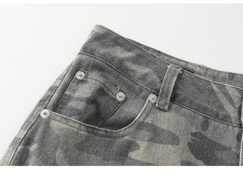 Camouflage Cargo Wide-Leg Pants Unisex Loose Casual Vintage Knife-Edge Trousers