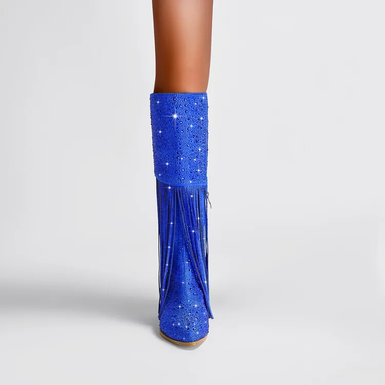 Ladies Rubber Tall Chunky V-Toe Boots