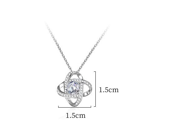 S925 Sterling Silver Clover Necklace Full Diamond Pendant