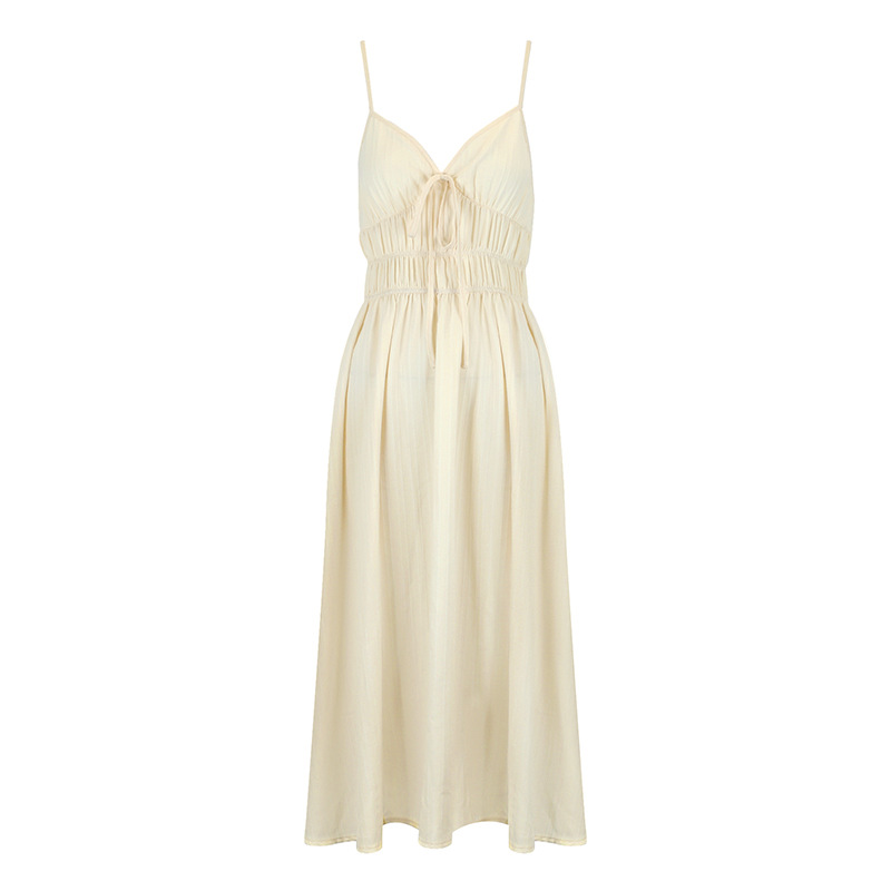 Open Back Bandeau Maxi Dress Waist Tie