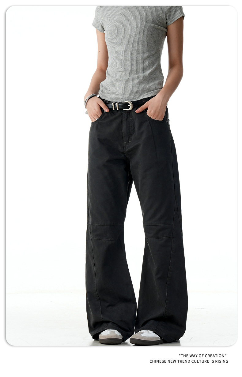 Carbon Grey Flared Denim Pants for Men and Women