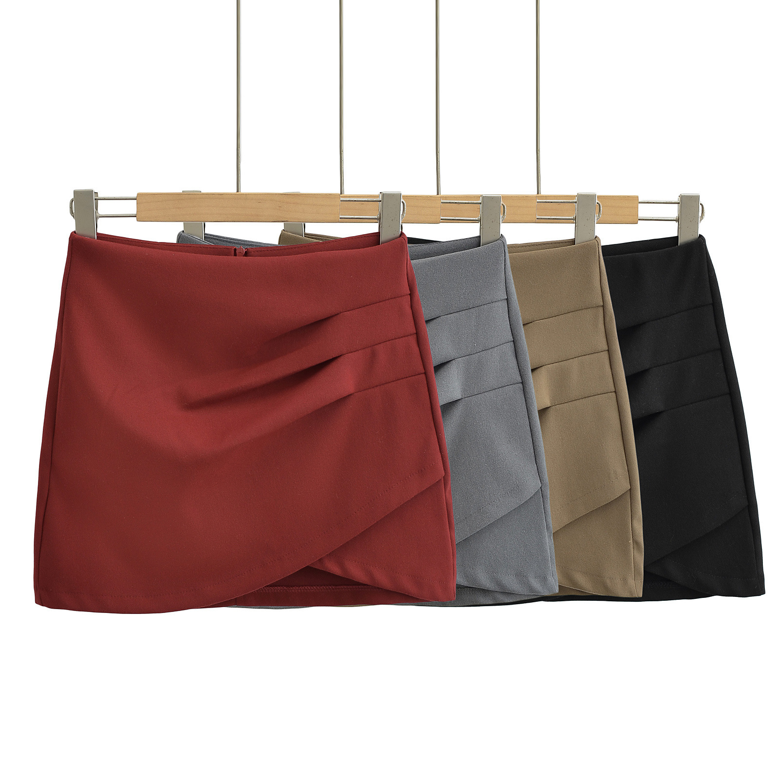 Asymmetrical Unprinted Cotton Blend Streetwear Skirt