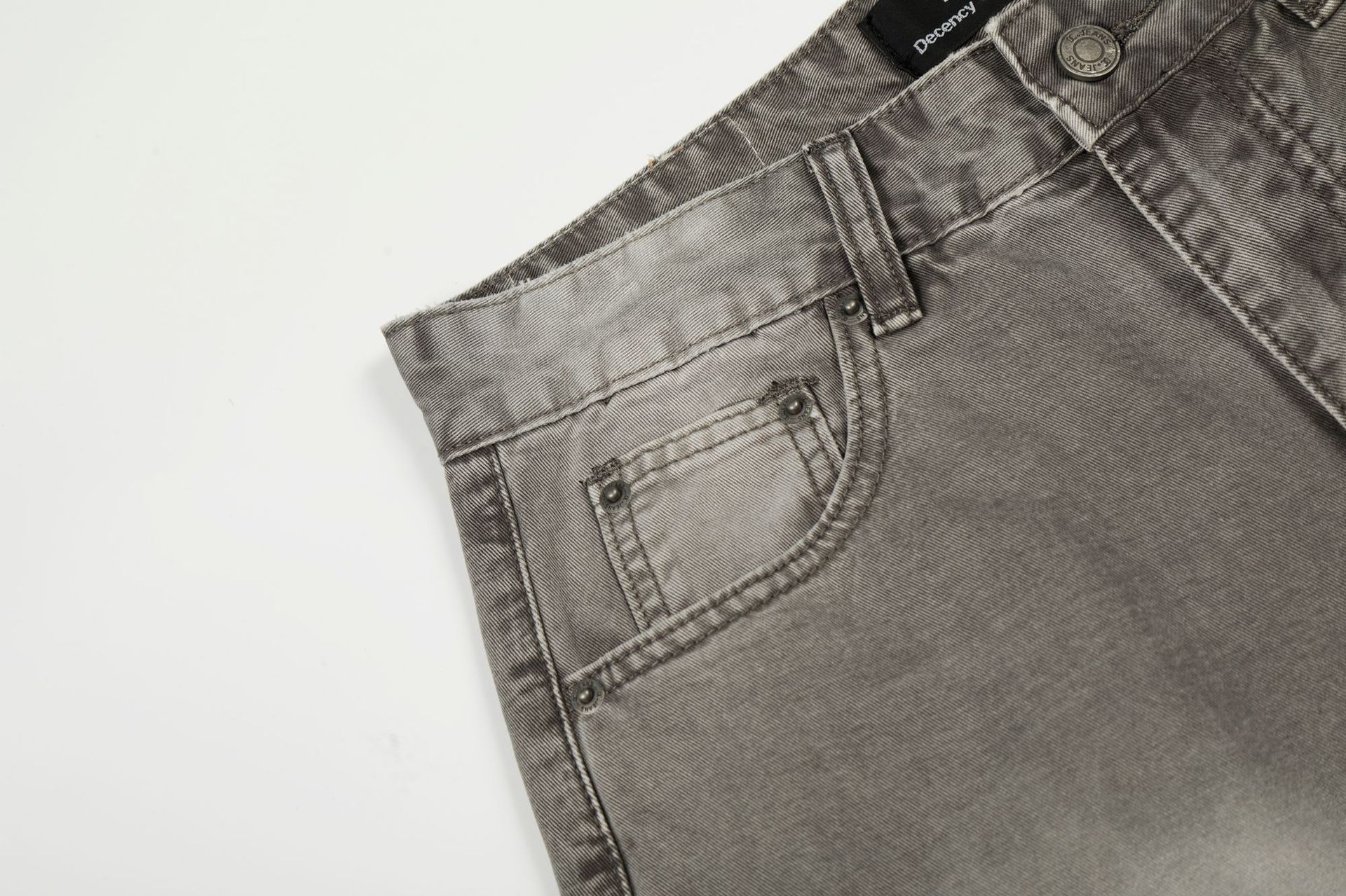 Street Style Retro Unisex High-End Washed Distressed Design Men's Loose Knife-Shape Jeans