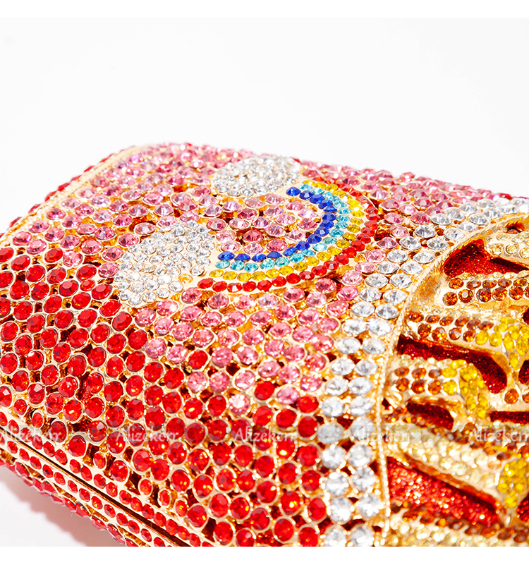 3D Chips Crystal Evening Clutch Bags Wedding Party Bridal Diamond Boutique Novelty Metal Purses And Handbags High Quality
