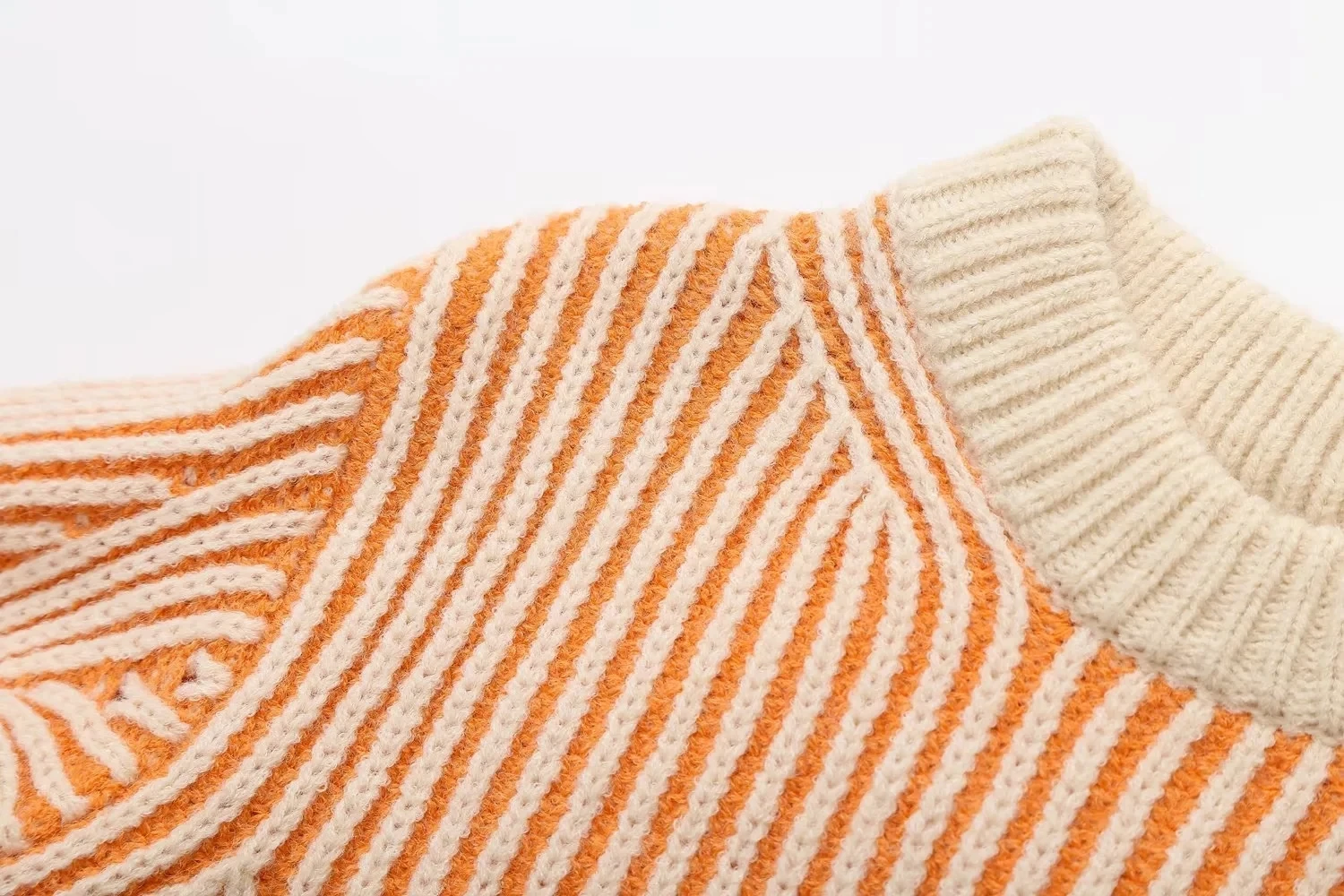 Ladies Crew Collar Banded Wrist-Length Keyhole Sweater