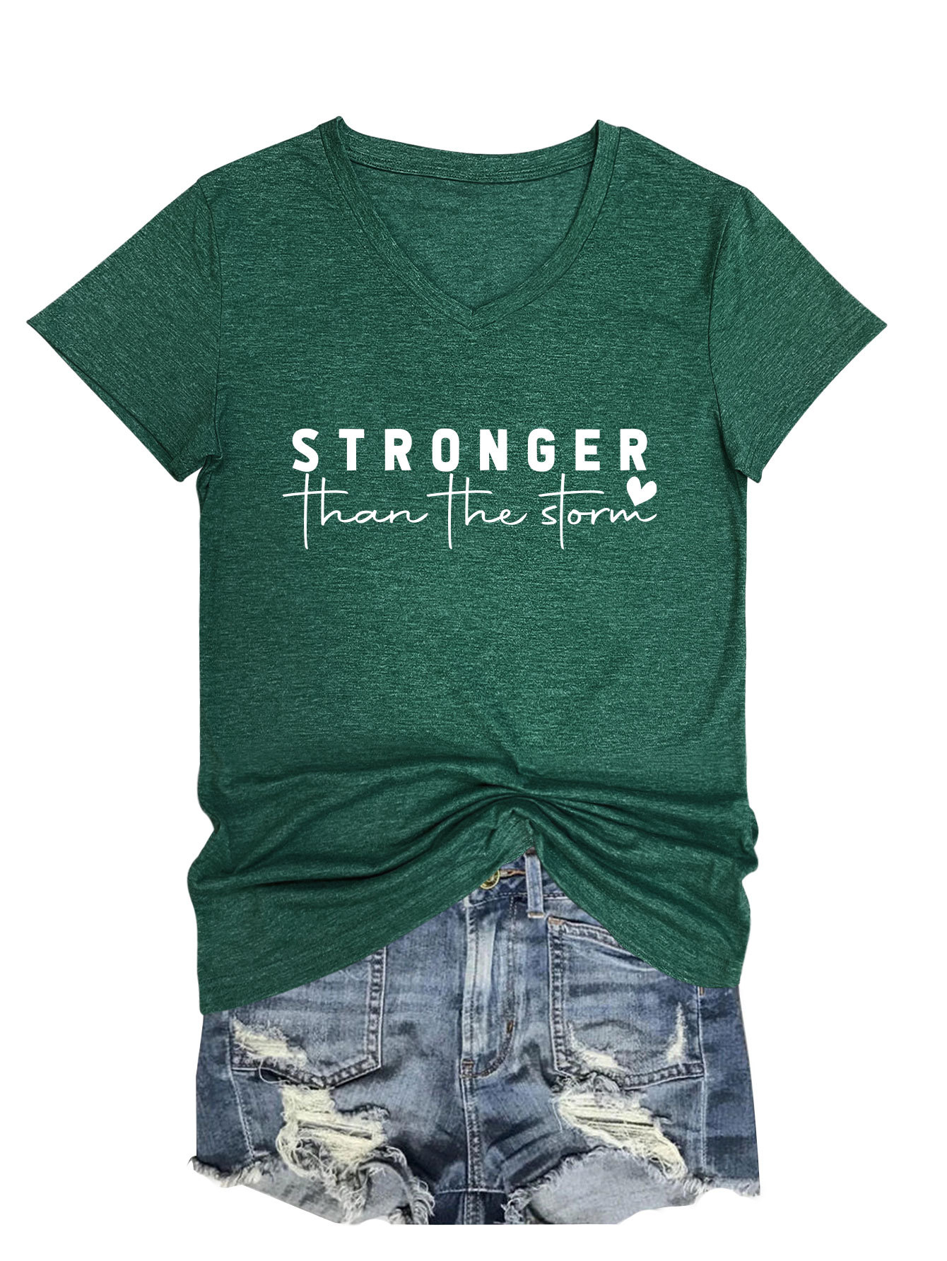 Geometric Print Plunge Front Ladies Tee