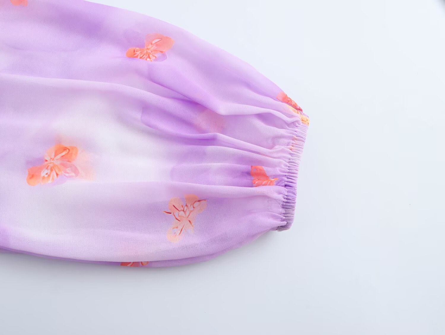 European Floral Frill Trim Top