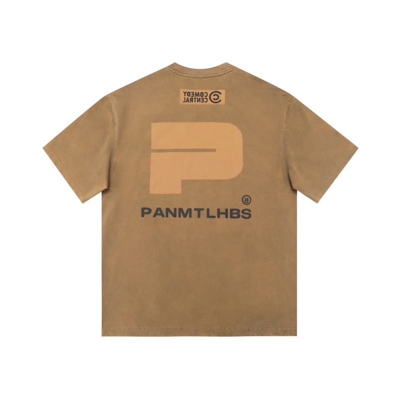 Washed and distressed letter print design with small neckline and short sleeved T-shirt