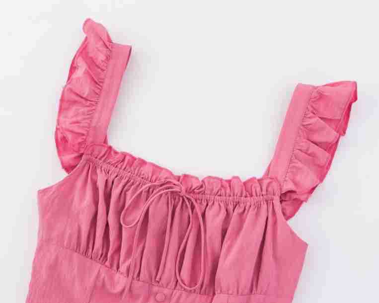 Square Neck Strapless Dress Waist-Cinching Short Skirt
