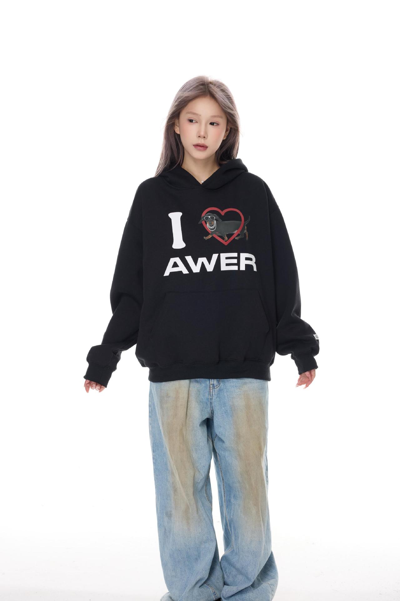 Dachshund Graphic Oversized Cotton Hoodie