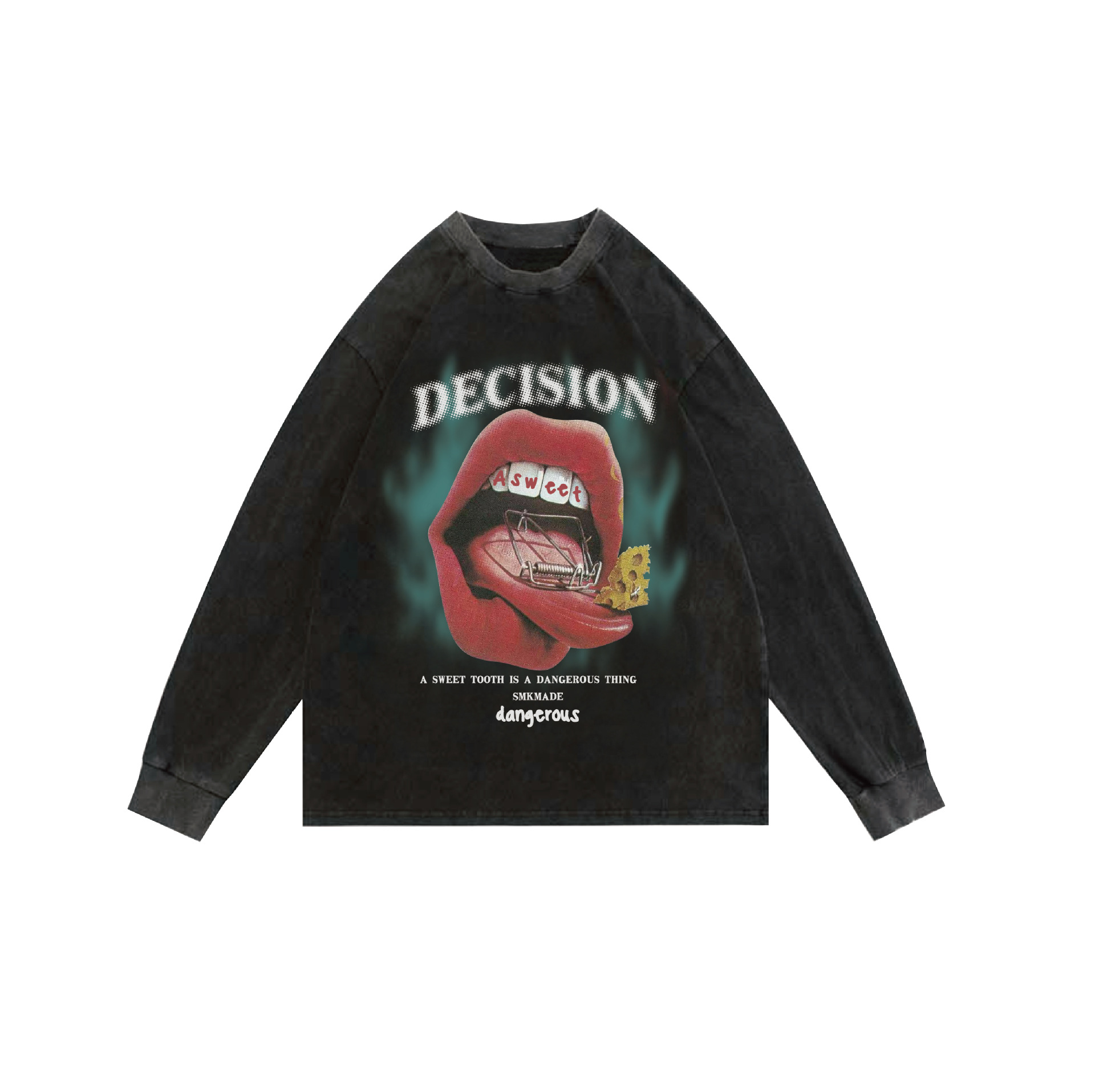Cotton Long Sleeve Kiss Graphic Hoodie